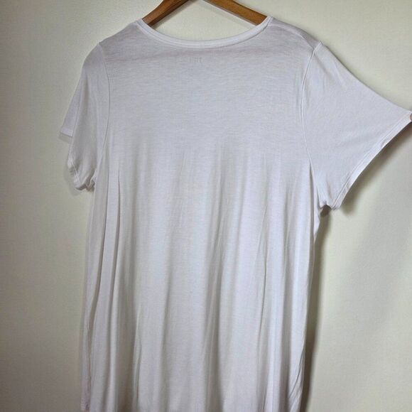 EUC HUE WHITE SUPER SOFT DEEP V NECK LONG LINE TEE SIZE XL - Picture 3 of 13